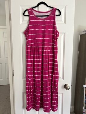 Croft & Barrow Pink and White Striped Knit Sleeveless Dress